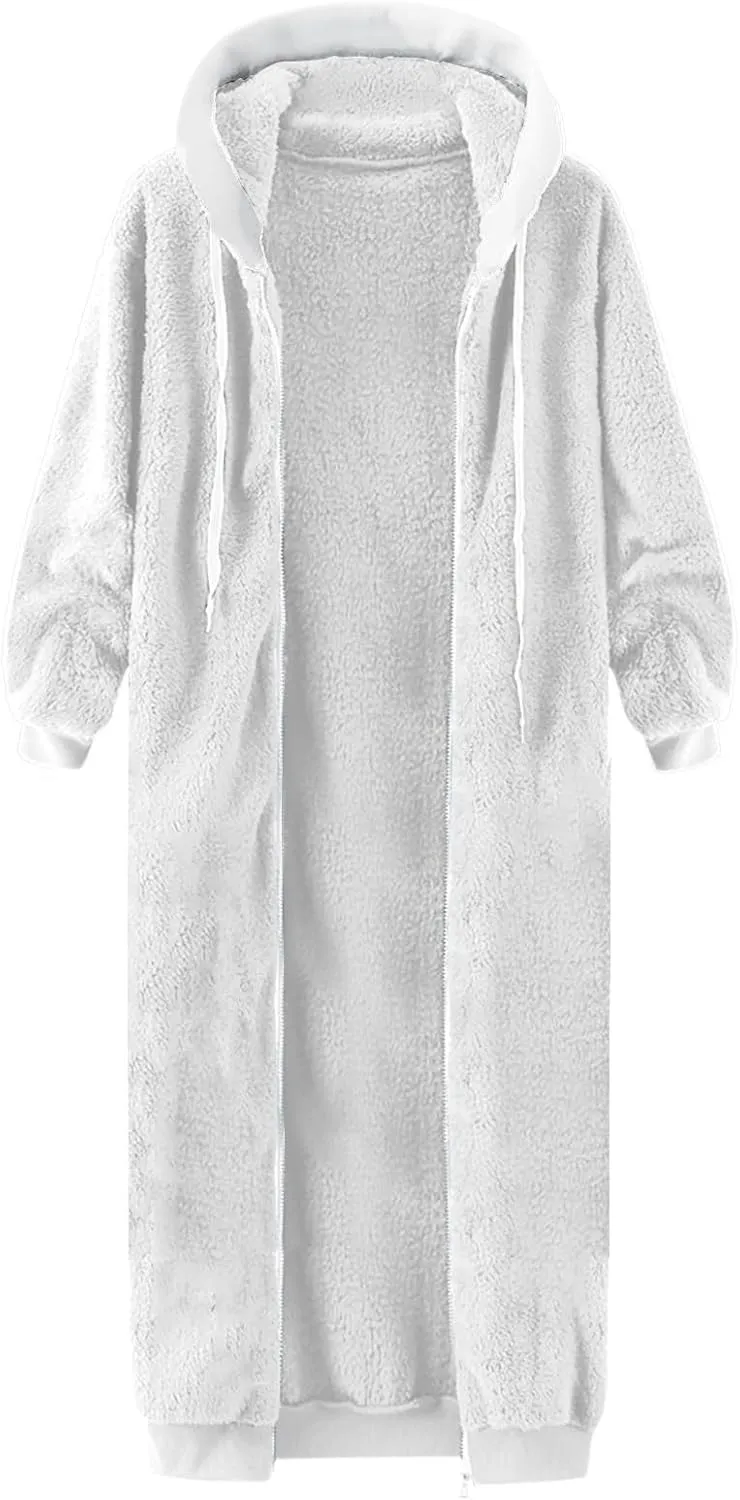 Womens Oversized Plush Sweatshirt Fleece Jacket Fuzzy Sweater Sherpa Hoodies Shaggy Warm Winter Outerwear