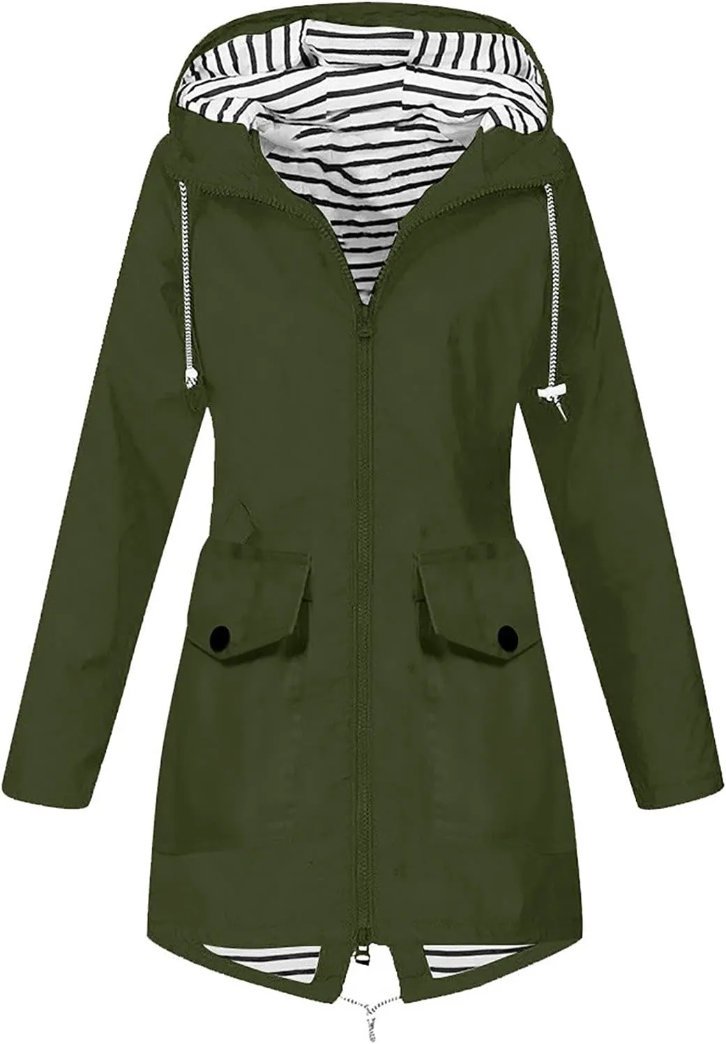 Womens Raincoat Windbreaker Jackets Outdoor Waterproof Lightweight Hooded Rain Coat Windproof Trench Jacket Coat 2024
