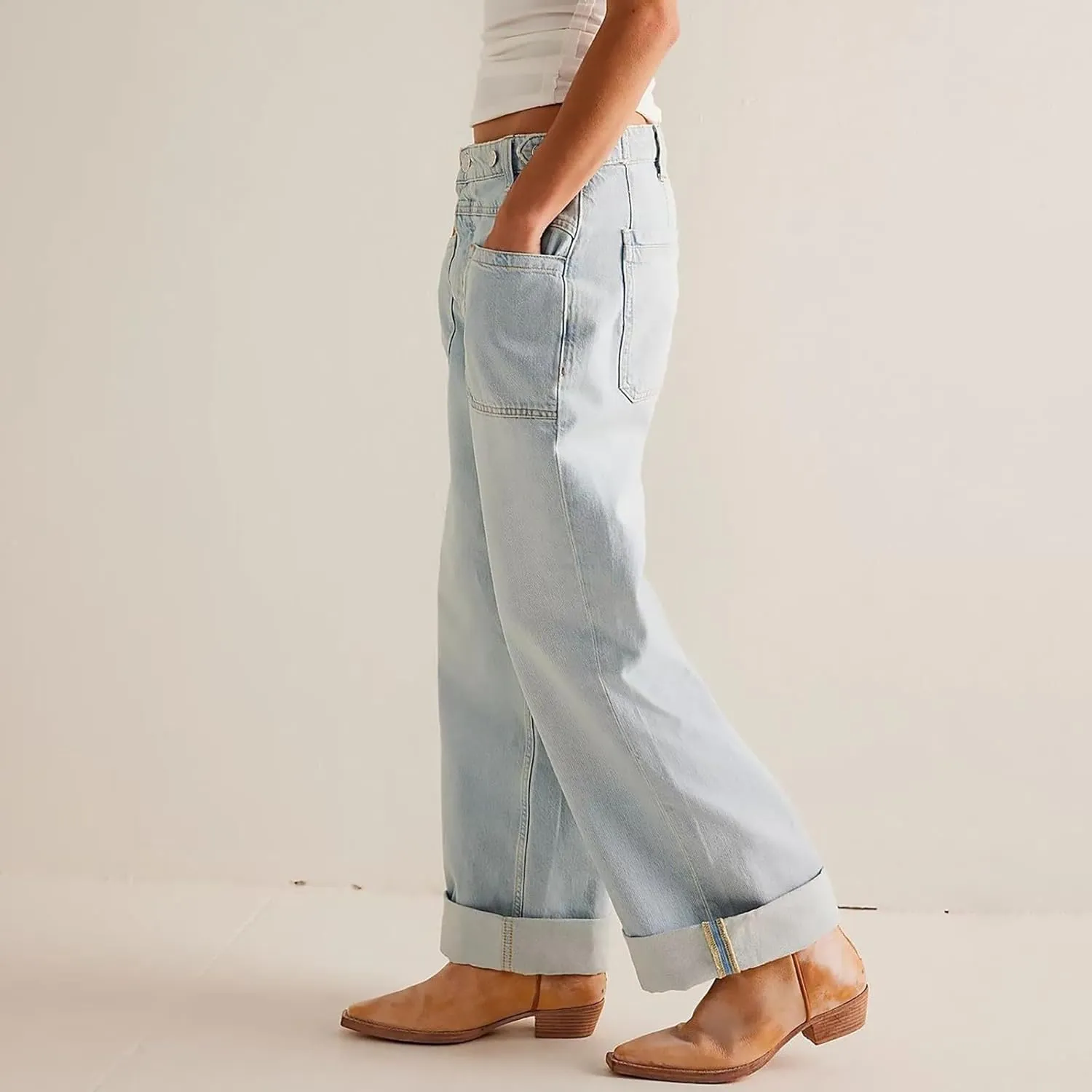 Women's Retro Y2k Jeans High Waisted Straight Leg Baggy Streetwear Denim Pants Trendy 2025 Loose Fit Horseshoe Jeans