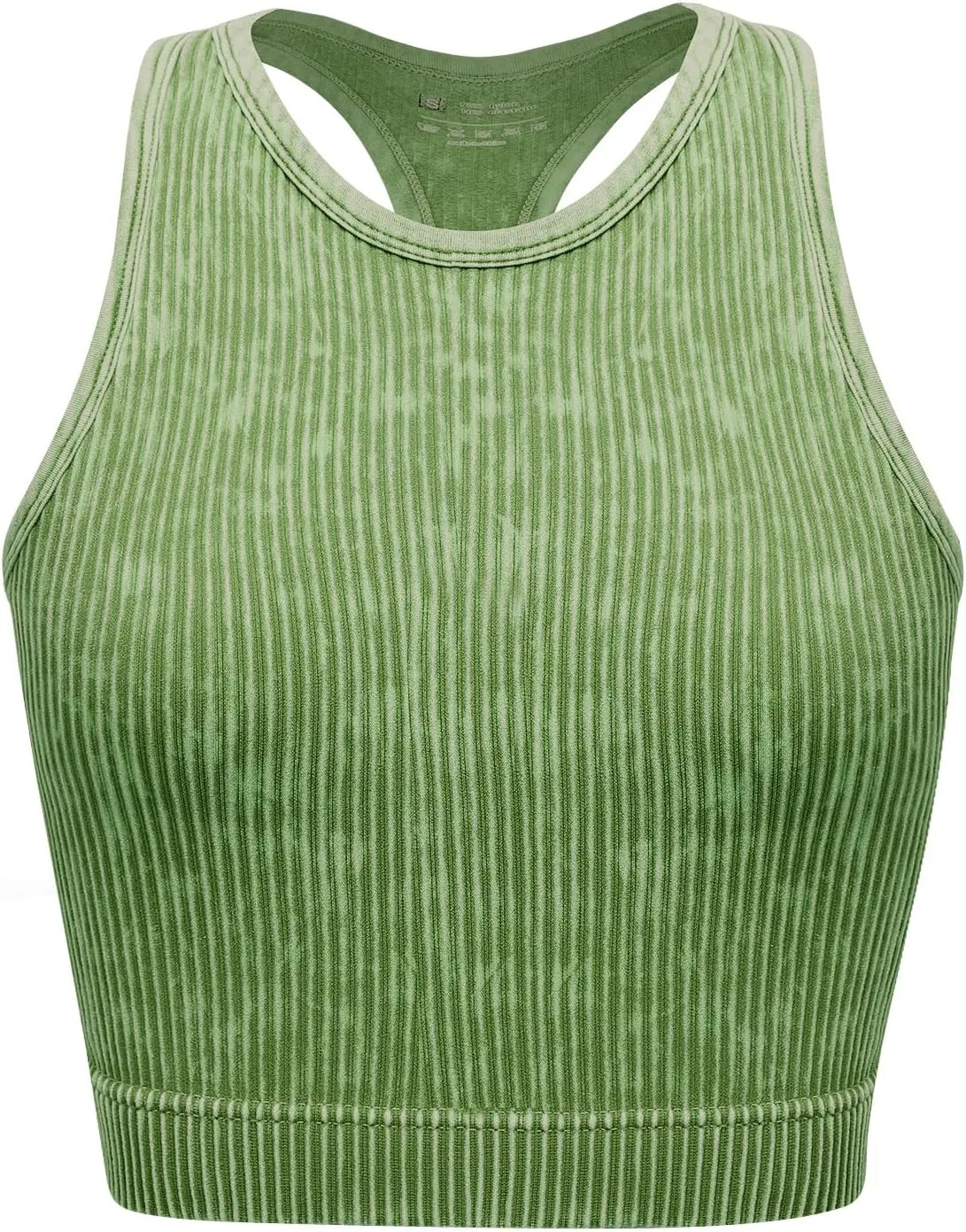 Women's Seamless Ribbed Workout Crop Tank Top,Slim Fit Short Scoop Neck Racerback Tank Tops,Sports Bra Yoga Tops