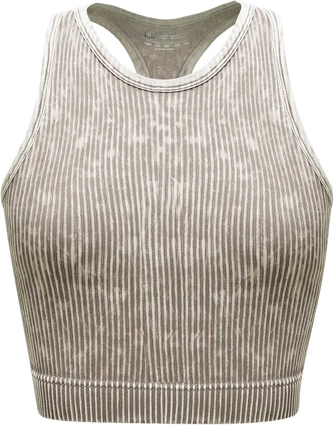 Women's Seamless Ribbed Workout Crop Tank Top,Slim Fit Short Scoop Neck Racerback Tank Tops,Sports Bra Yoga Tops