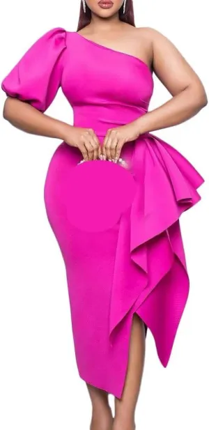 Women's Sexy Sleeveless Off Shoulder Bodycon Formal Party Evening Dress Midi Wedding Guest Dresses Prom Dress