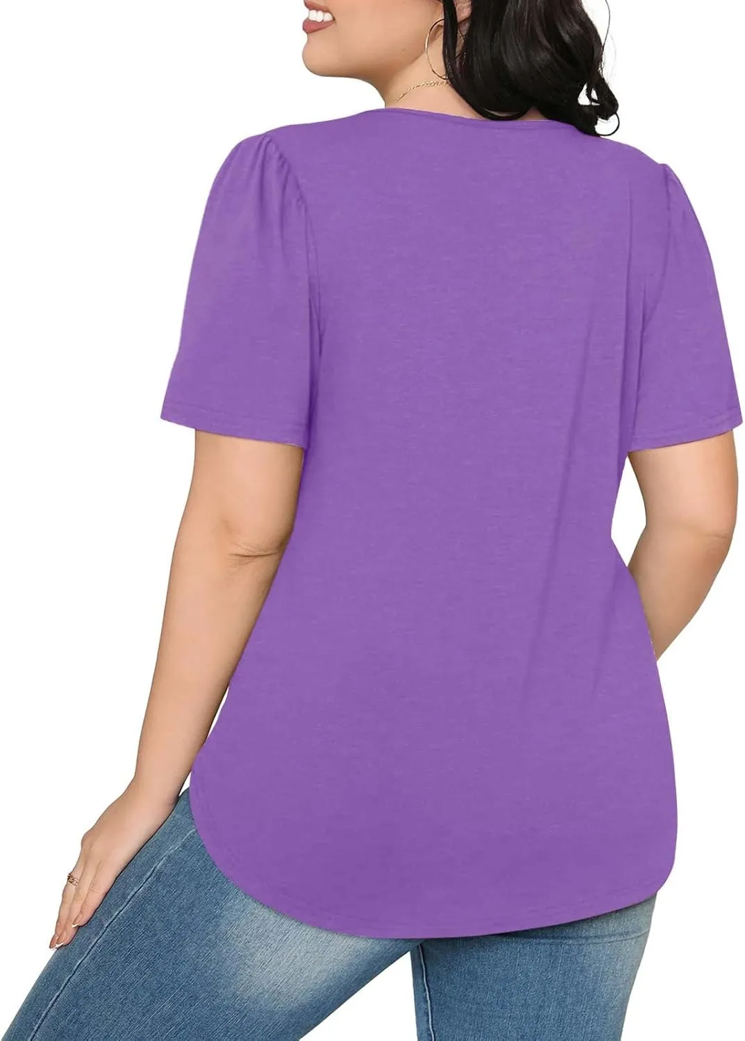 Womens Short Sleeve Crew Neck Pleated Shirts Summer Casual Trendy Vintage T-Shirts Lightweight Going Out Blouses