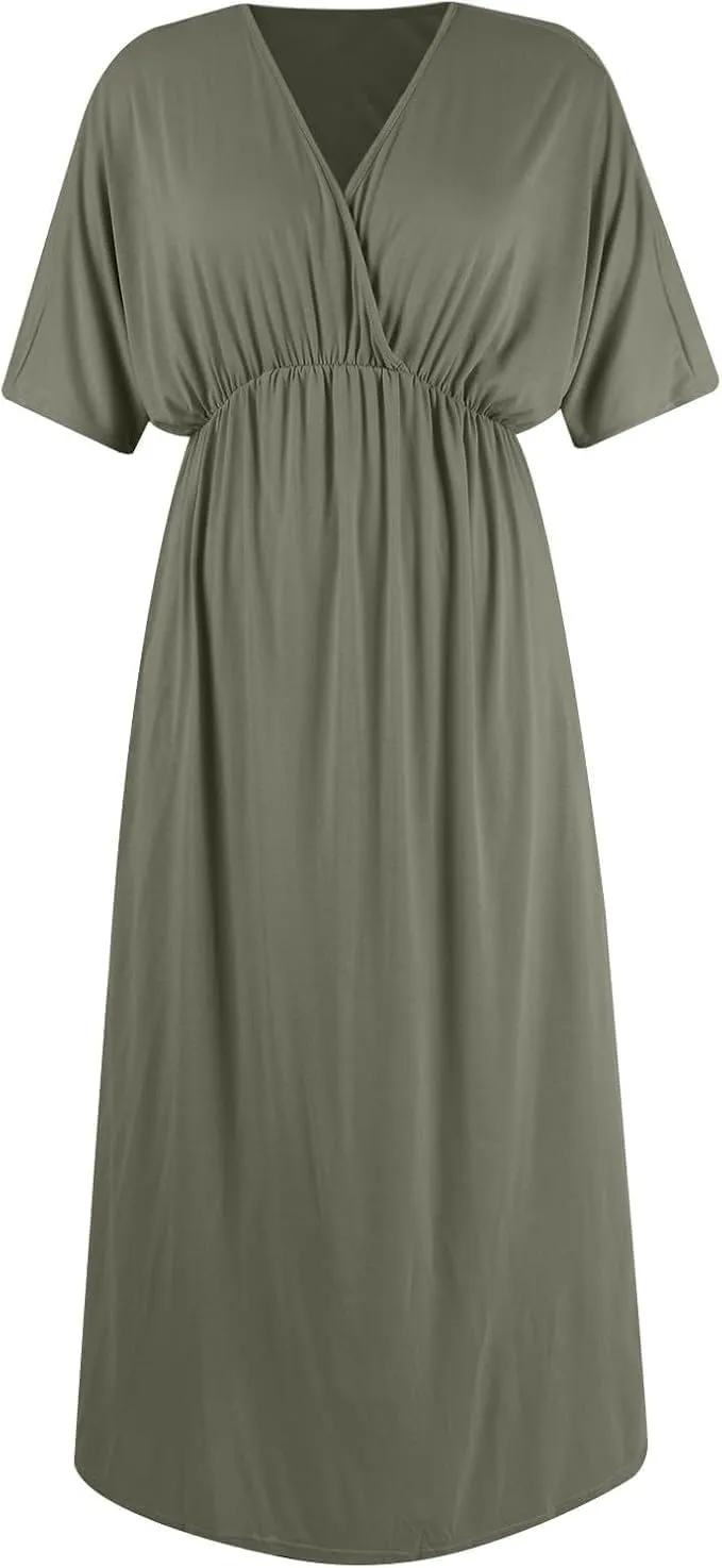 Women's Solid Color High Waist Slit Dress Holiday Beach Split Maxi Dresses Swimsuit Cover Up Flowy Midi Dress