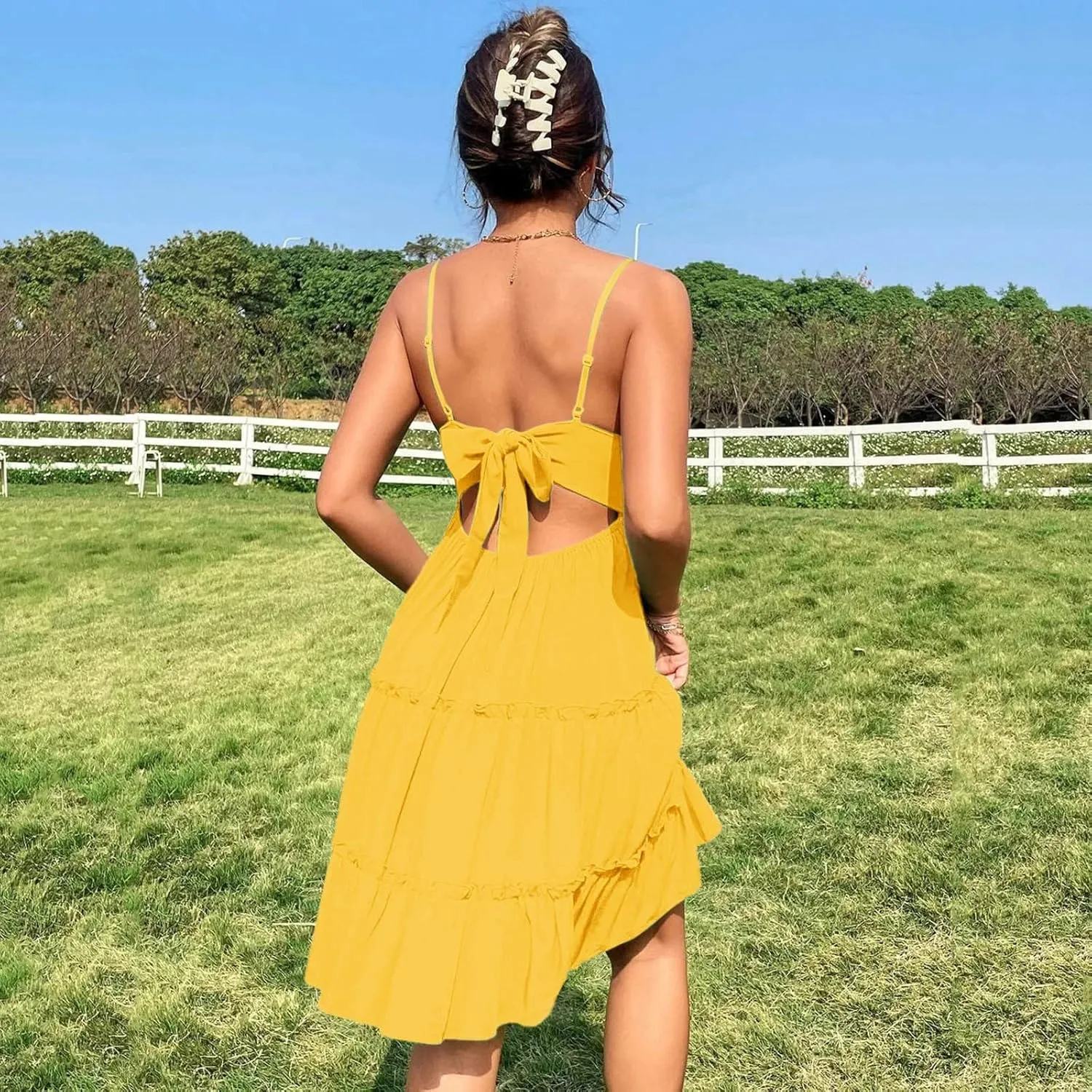 Women's Summer Casual Beach Sexy Sun Dresses Trendy Lace Flowy Sexy Summer Sun Dresses 2025 Camisole Vacation Spring