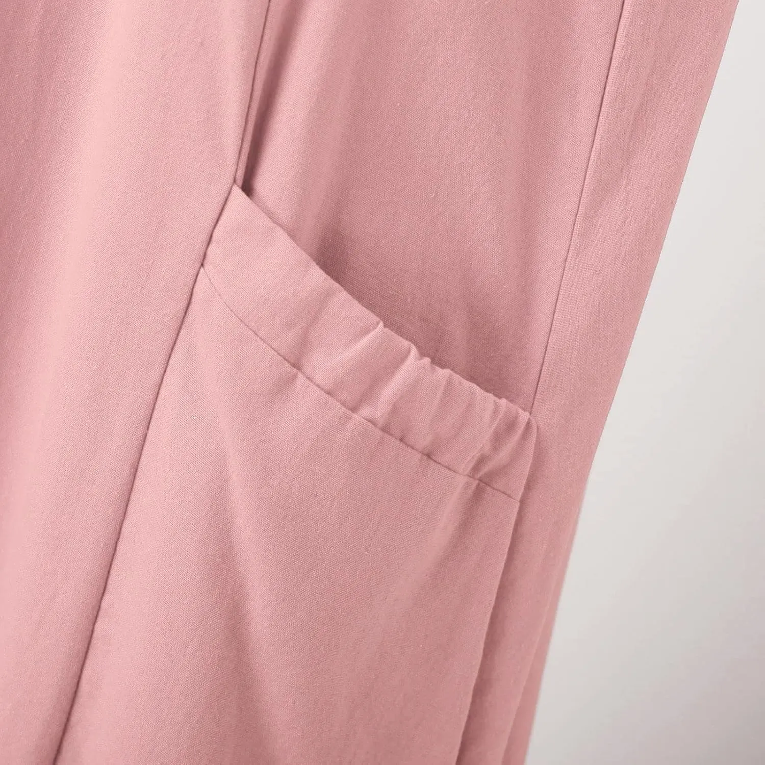 Women's Summer Cotton Linen Casual Long Shirt Dress Sleeveless Elegant Flowy Midi Dresses Loose Comfy with Pockets