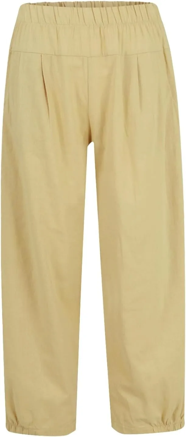 Women's Summer High Waisted Baggy Harem Pants Casual Drawstring Ankle Length Baggy Trousers Slacks with Pockets