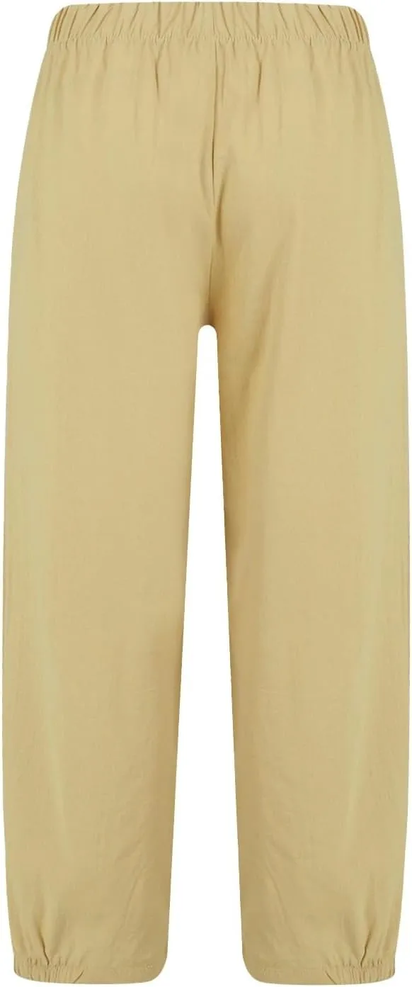 Women's Summer High Waisted Baggy Harem Pants Casual Drawstring Ankle Length Baggy Trousers Slacks with Pockets