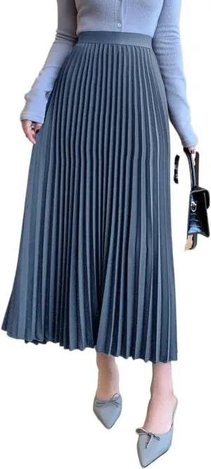 Women's Trendy Beach Skirts Plain Color Pleated A-Line Skirt for Women