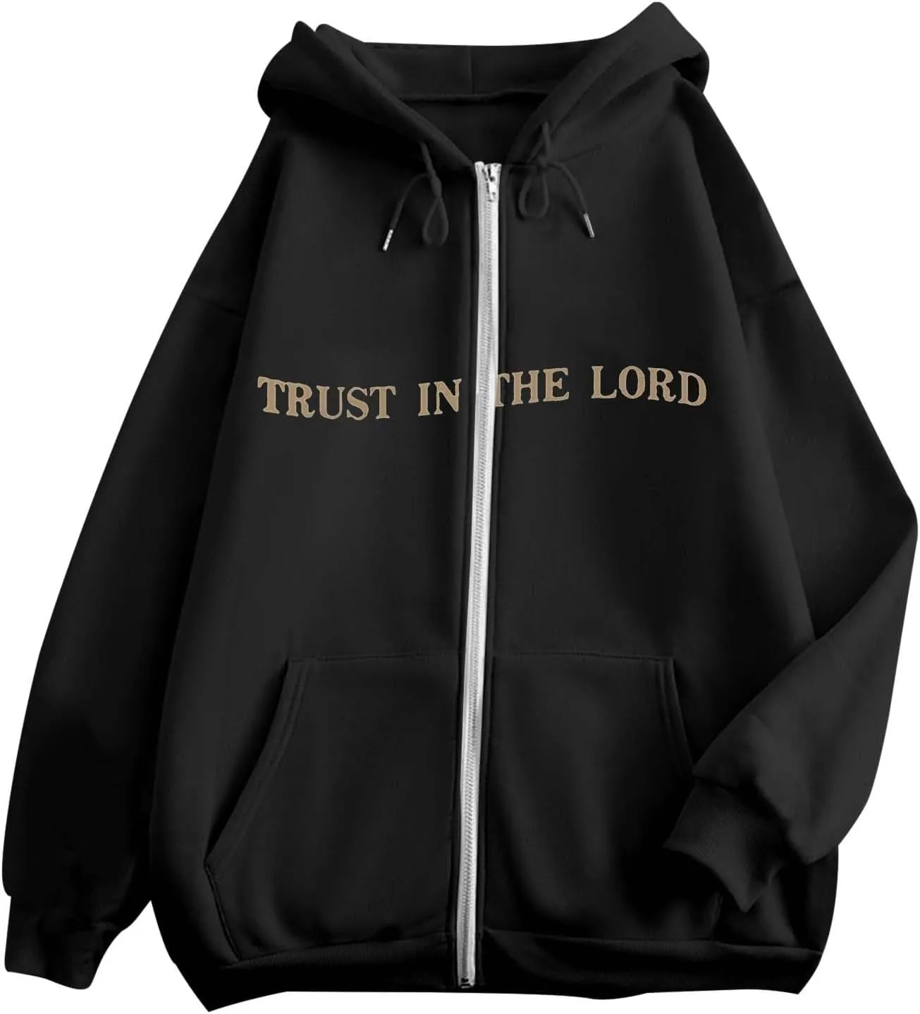 Women's Trust In The Lord Full Zip Up Christian Hoodies Comfort Fleece Lined Aesthetic with Hood Jackets 2024 Jesus