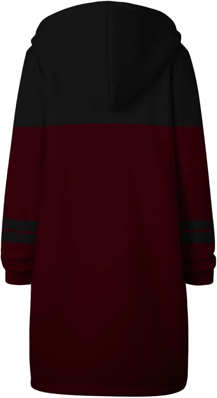 Womens Zip Up Long Sleeve Hoodies Sweatshirt Fleece Jackets 2024 Fall Fashion Outfits Winter Clothes Long Coats