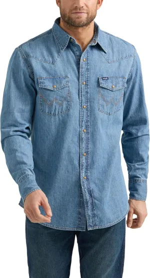Wrangler Men's Denim Collection Snap Shirt