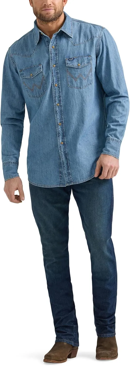 Wrangler Men's Denim Collection Snap Shirt