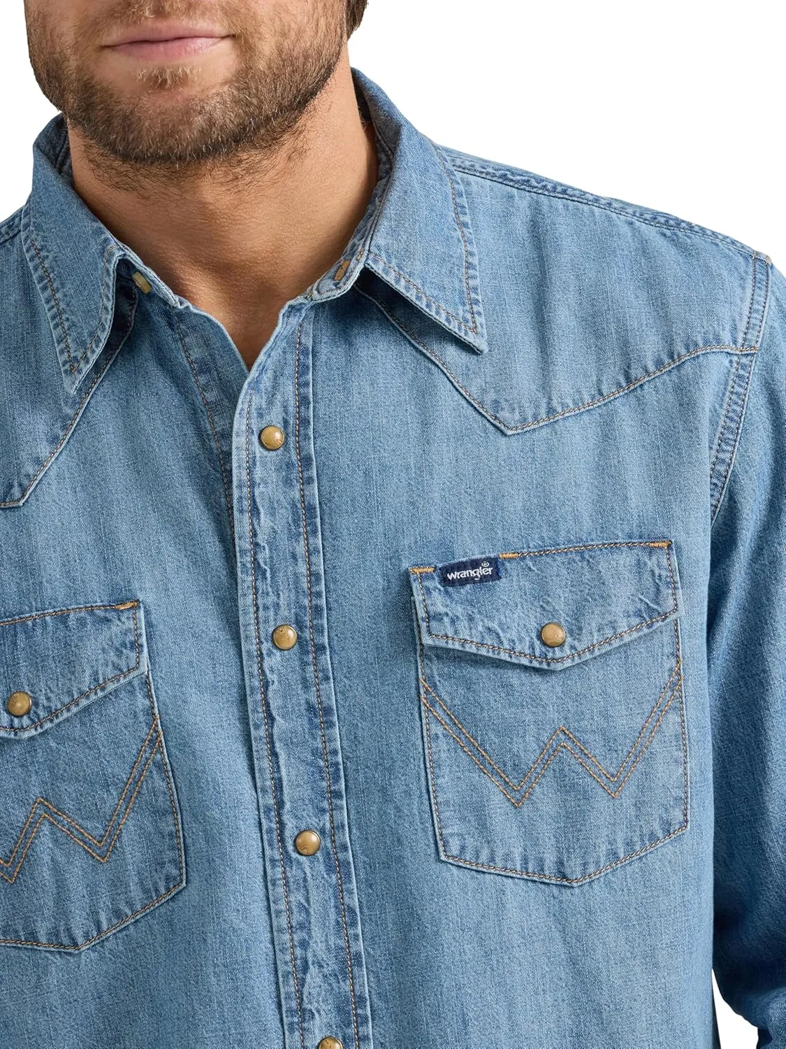 Wrangler Men's Denim Collection Snap Shirt