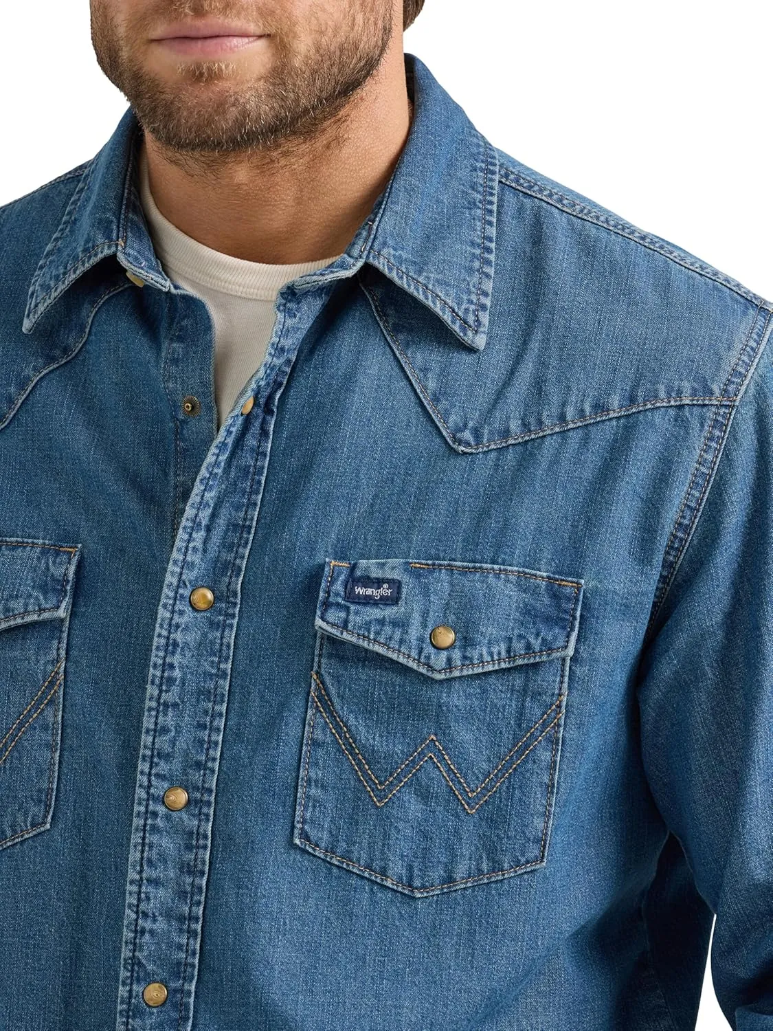 Wrangler Men's Denim Collection Snap Shirt
