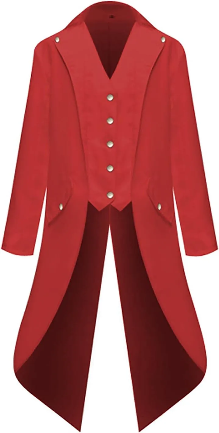 XIAXOGOOL Men Jacket Oversized Steampunk Trench Coat For Men Medieval Victorian Gothic Stand Collar Long Coat Tailcoat Jacket