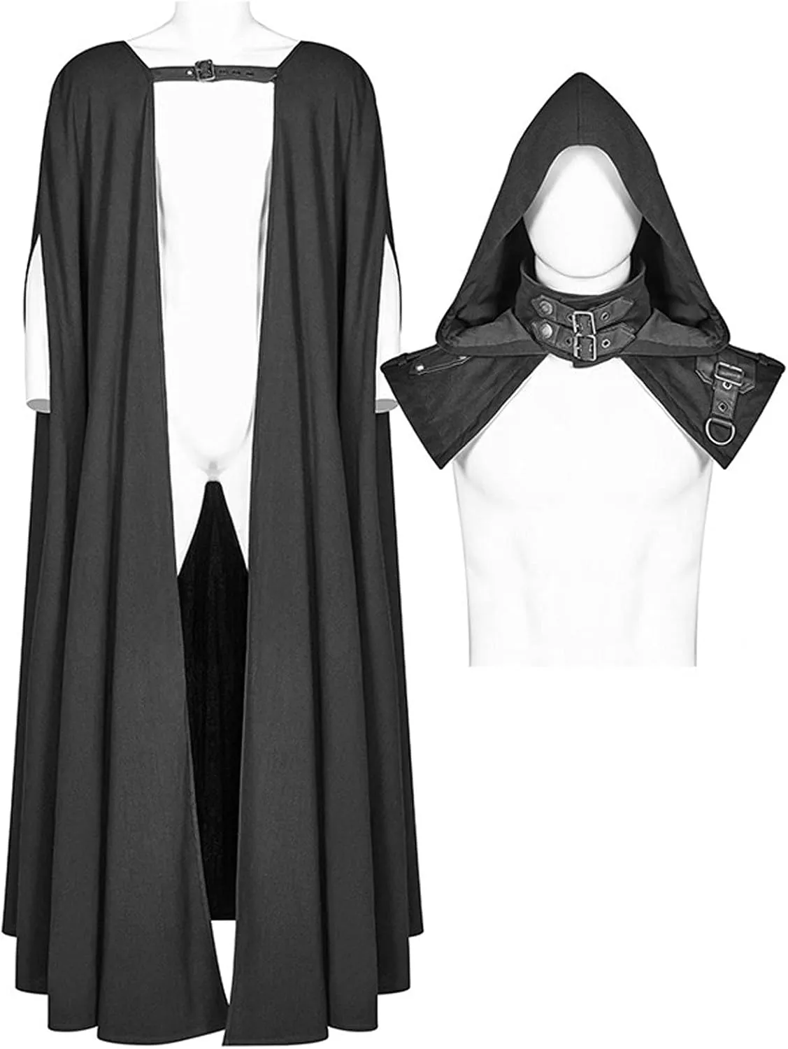 XUNRYAN Mens Cosplay Renaissance Medieval Goth Pirate Vampire Witch Cloak with Hood Robes Cape Coat Christmas Halloween