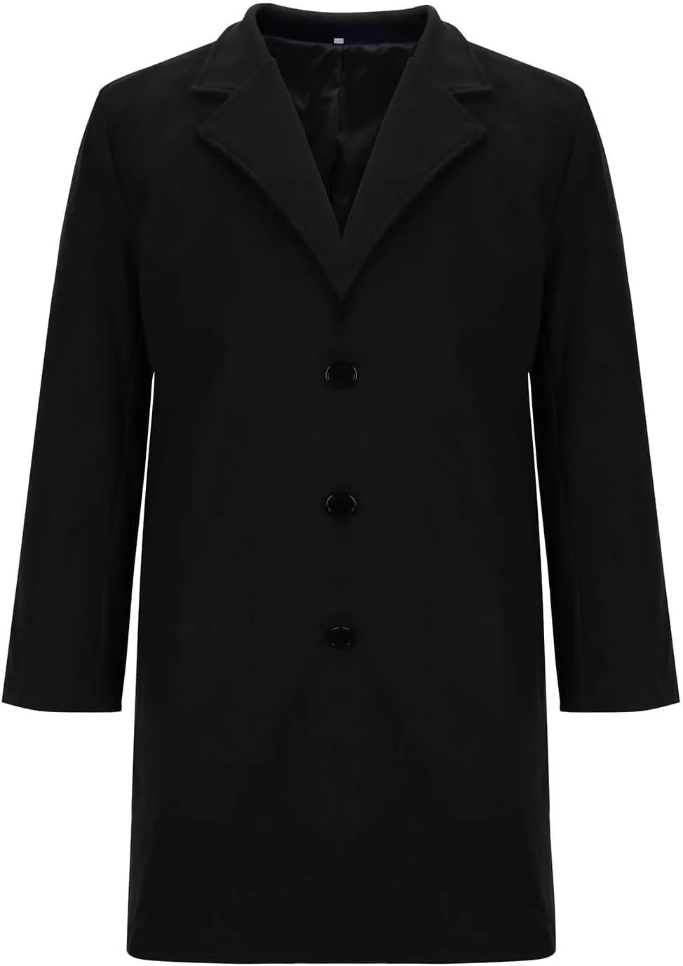 XUNRYAN Mens Wool Blend Pea Coat Notched Collar Single Breasted Overcoat Warm Winter Trench Coat Mid Long Jacket Work Outwear
