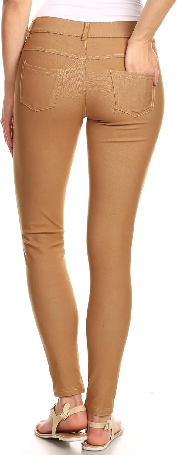 YELETE Women's Basic Five Pocket Stretch Jegging Tights Pants