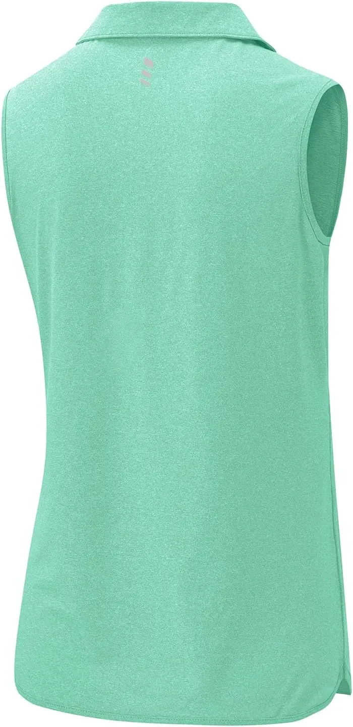 YSENTO Women's Sleeveless Golf Shirts Tops Clothes Collared 1/4 Zip Quick Dry Tennis Polo Shirts Apparel