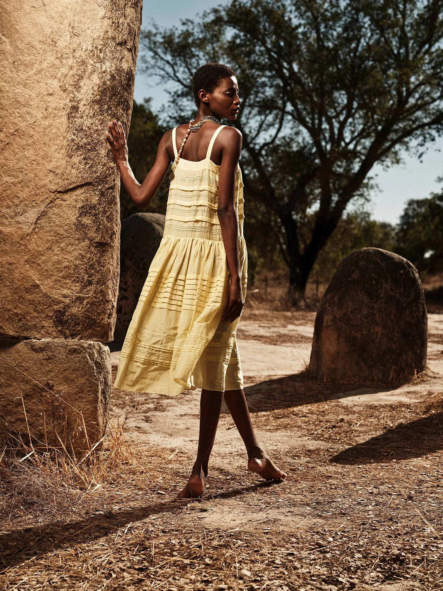 Zafiria dress - Optical Pleats - Lemon