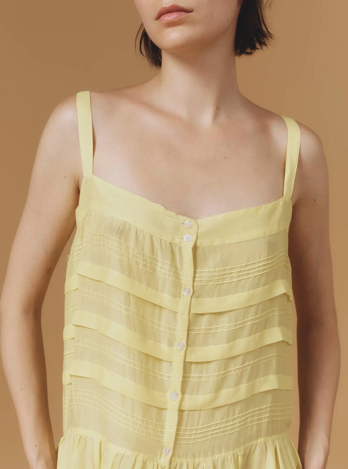 Zafiria dress - Optical Pleats - Lemon