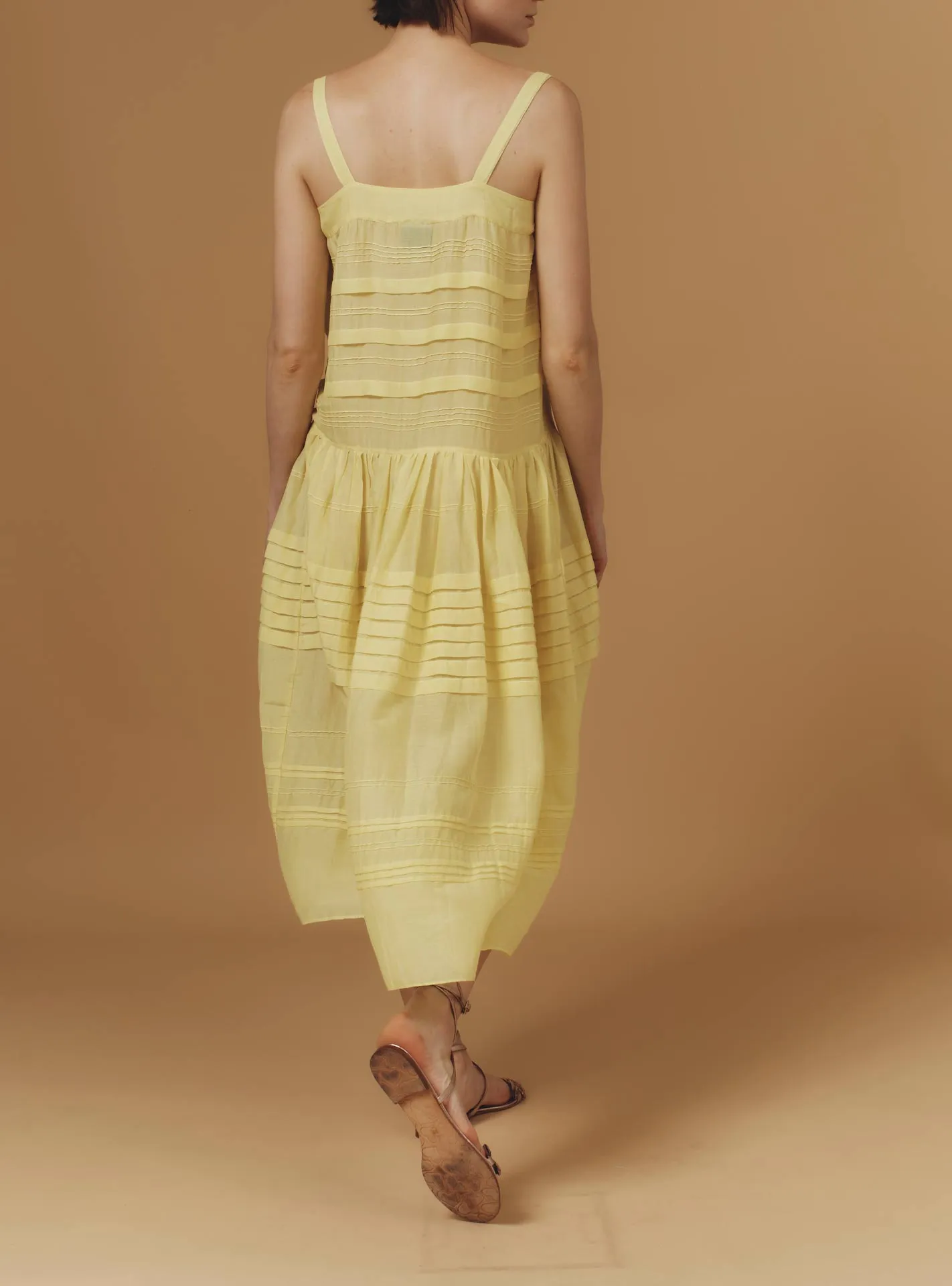 Zafiria dress - Optical Pleats - Lemon