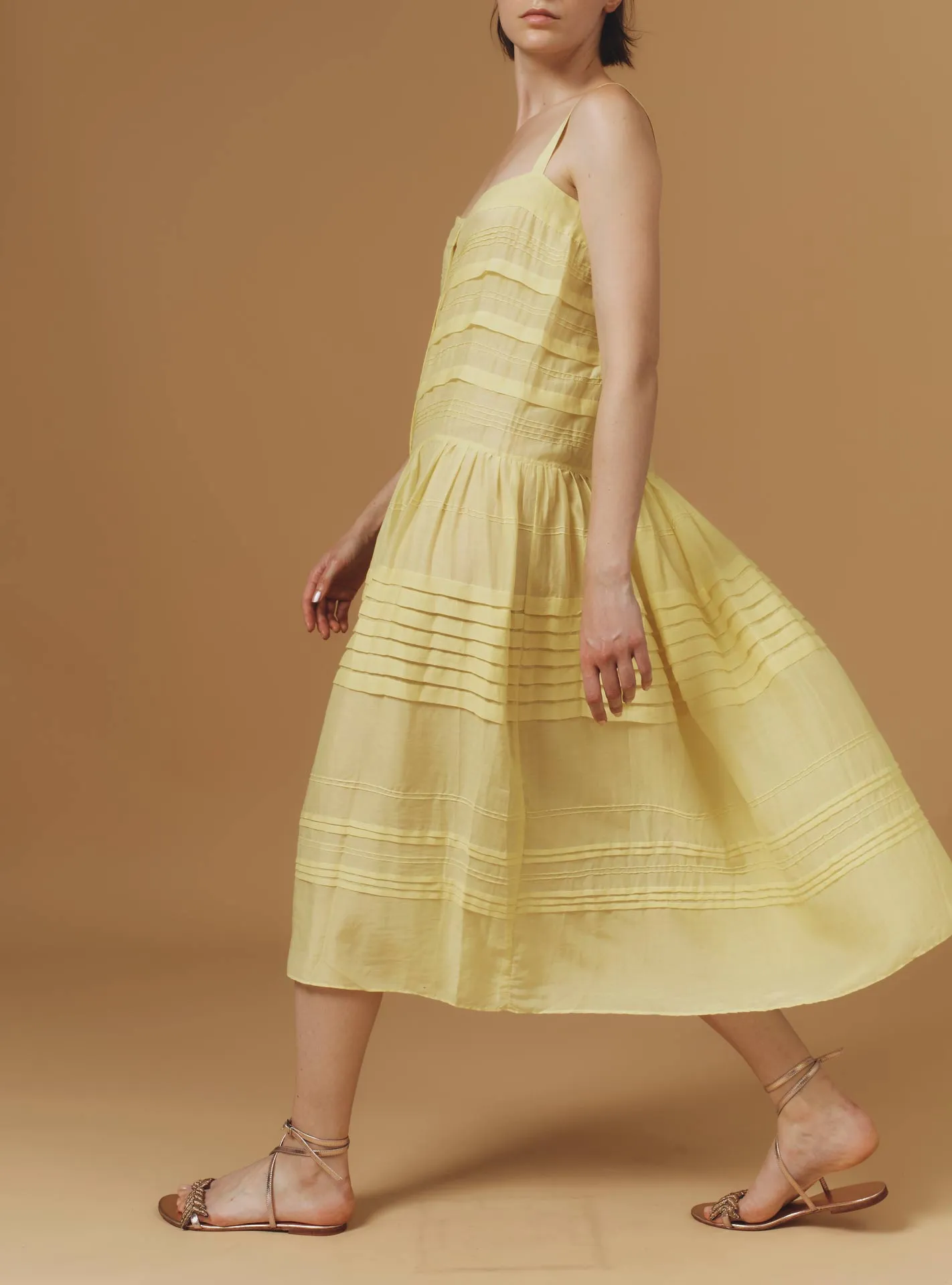 Zafiria dress - Optical Pleats - Lemon
