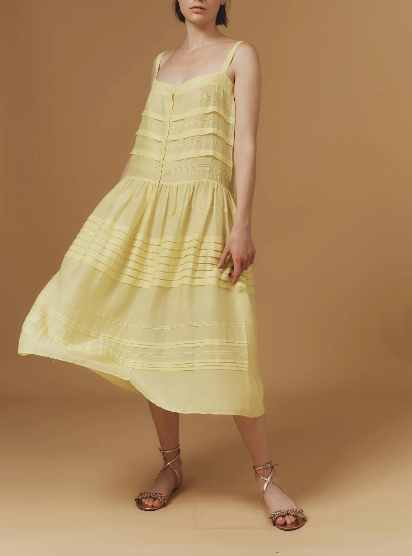 Zafiria dress - Optical Pleats - Lemon