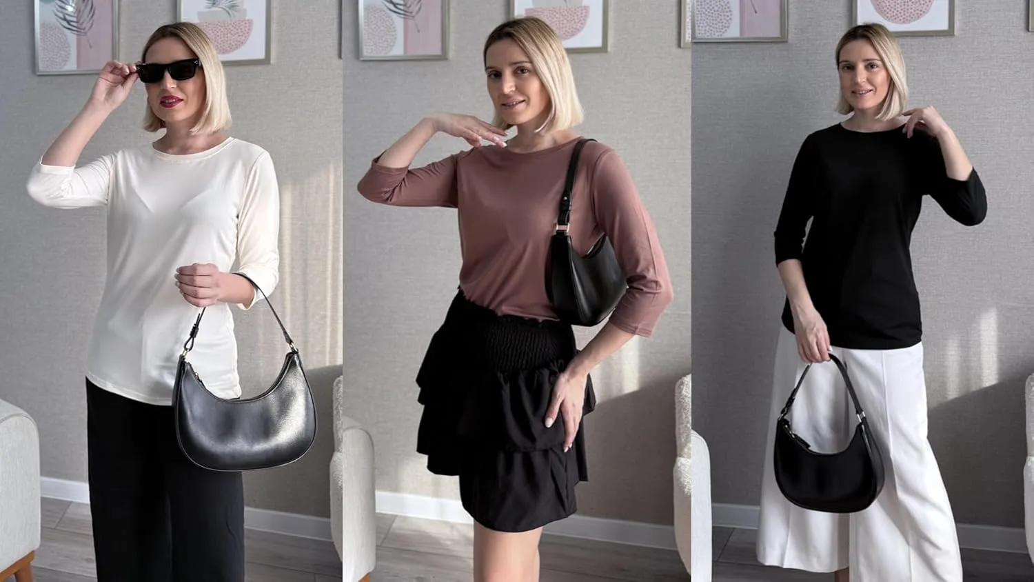 Zeagoo Tops for Women 3 Pack 3/4 Sleeve Crewneck Cute Basics Tees Casual Fashion Summer T Shirts Business Work Tee Top