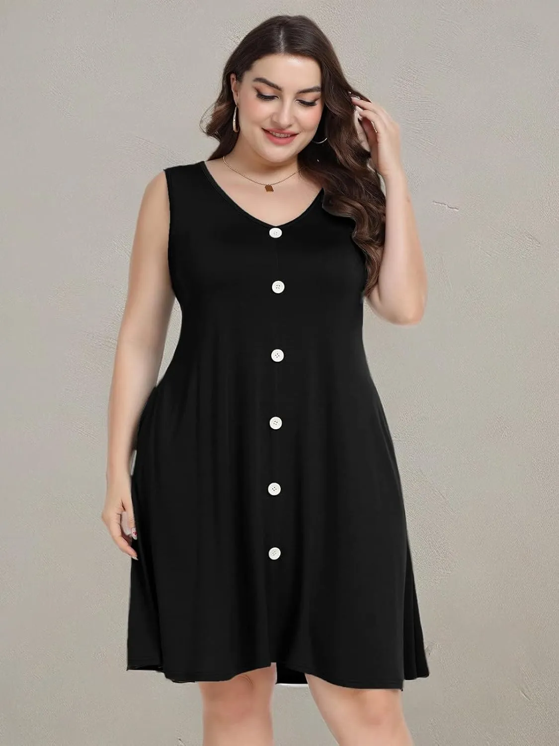 ZENNILO Women's Casual Dresses Tshirt Dresses Plus Size Summer Dresses V Neck Beach Cover Up Sundress with Pockets
