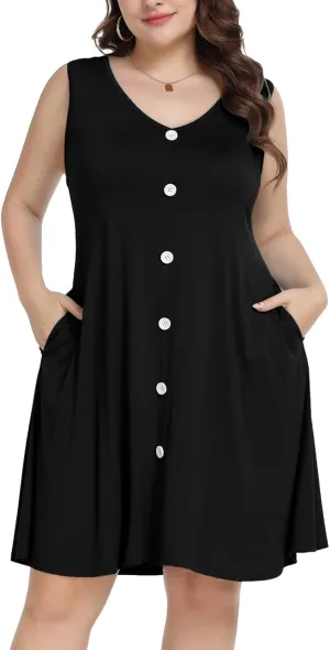 ZENNILO Women's Casual Dresses Tshirt Dresses Plus Size Summer Dresses V Neck Beach Cover Up Sundress with Pockets