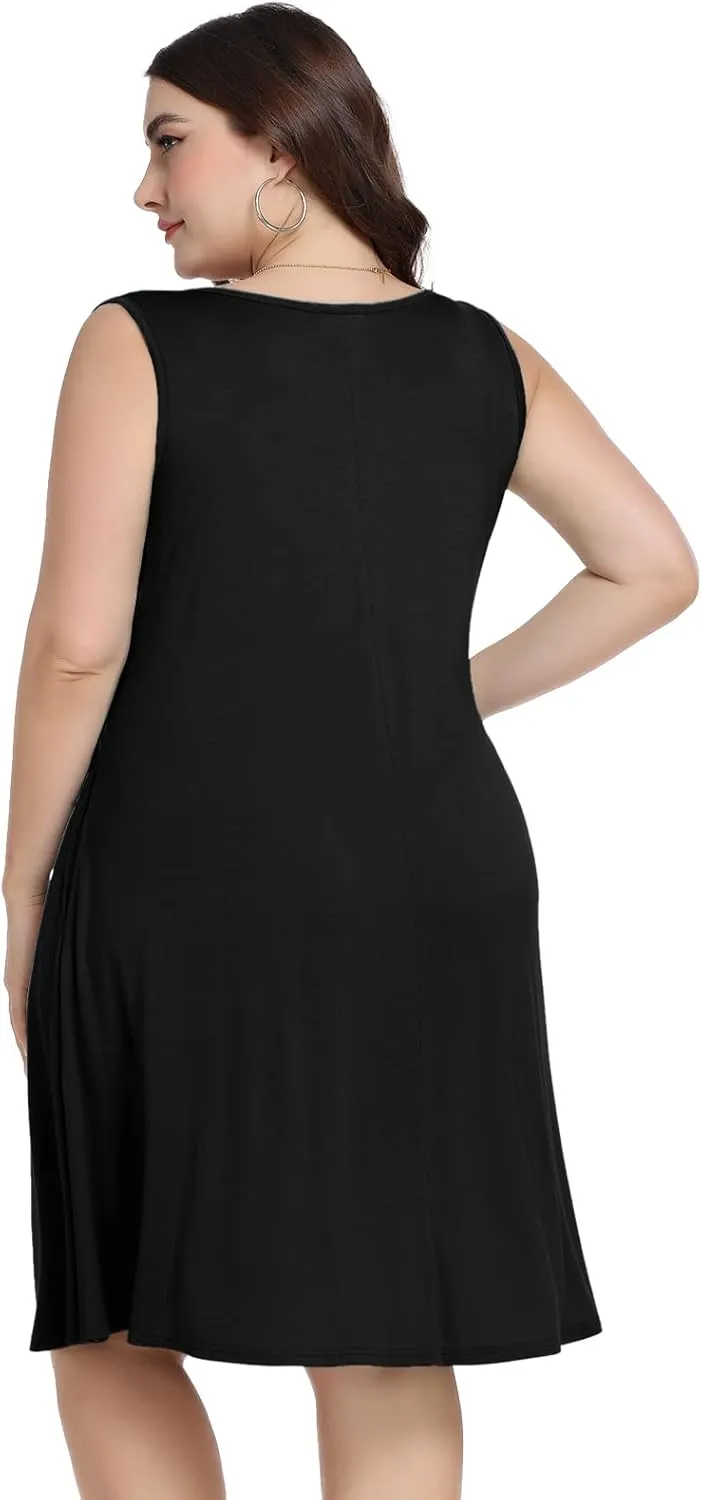 ZENNILO Women's Casual Dresses Tshirt Dresses Plus Size Summer Dresses V Neck Beach Cover Up Sundress with Pockets