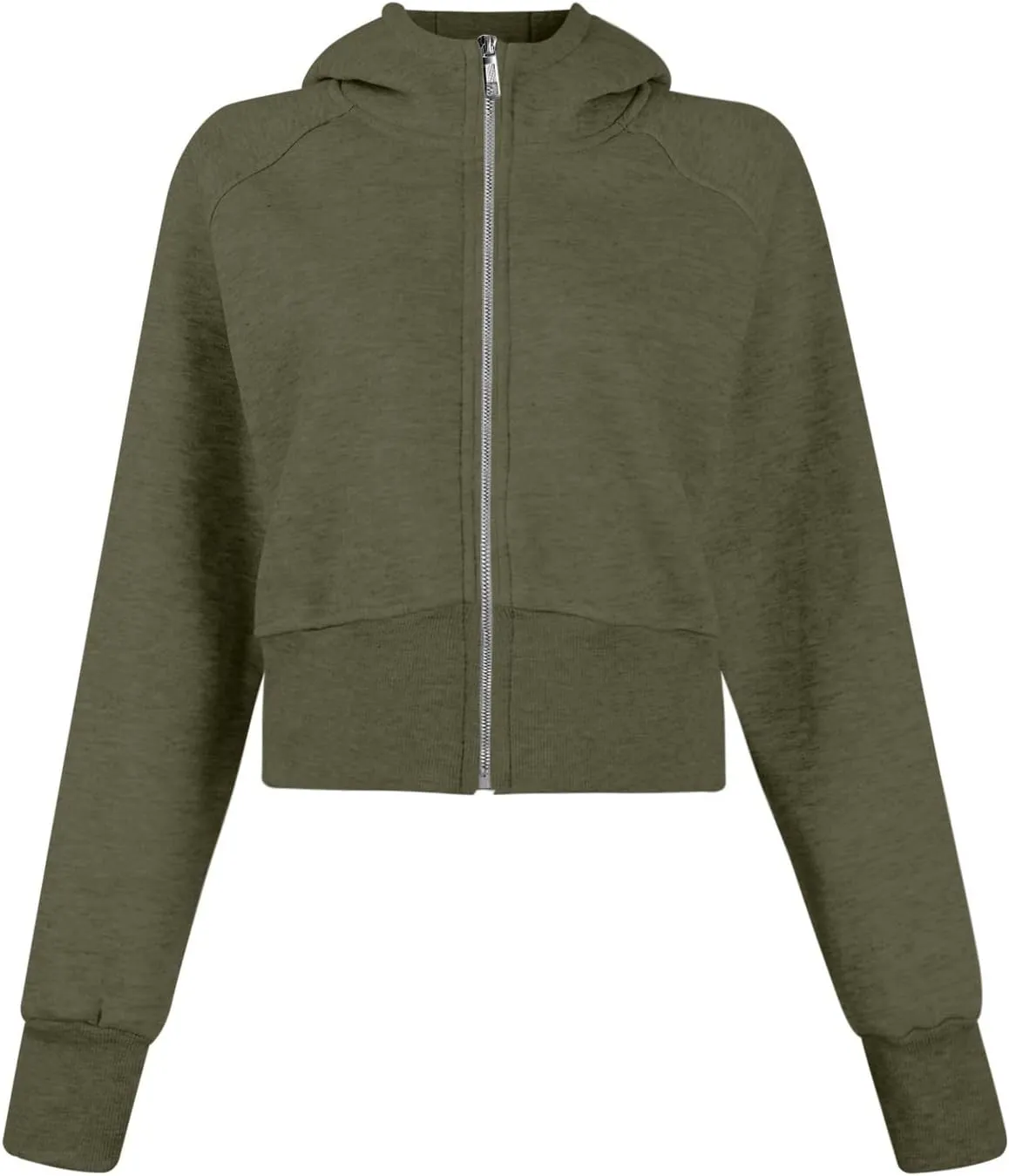 Zip Up Hoodie for Women Fleece Y2k Raglan Sleeve Cropped Sweater Solid Color Athletic Jackets 2024 Fall Tunic Tops