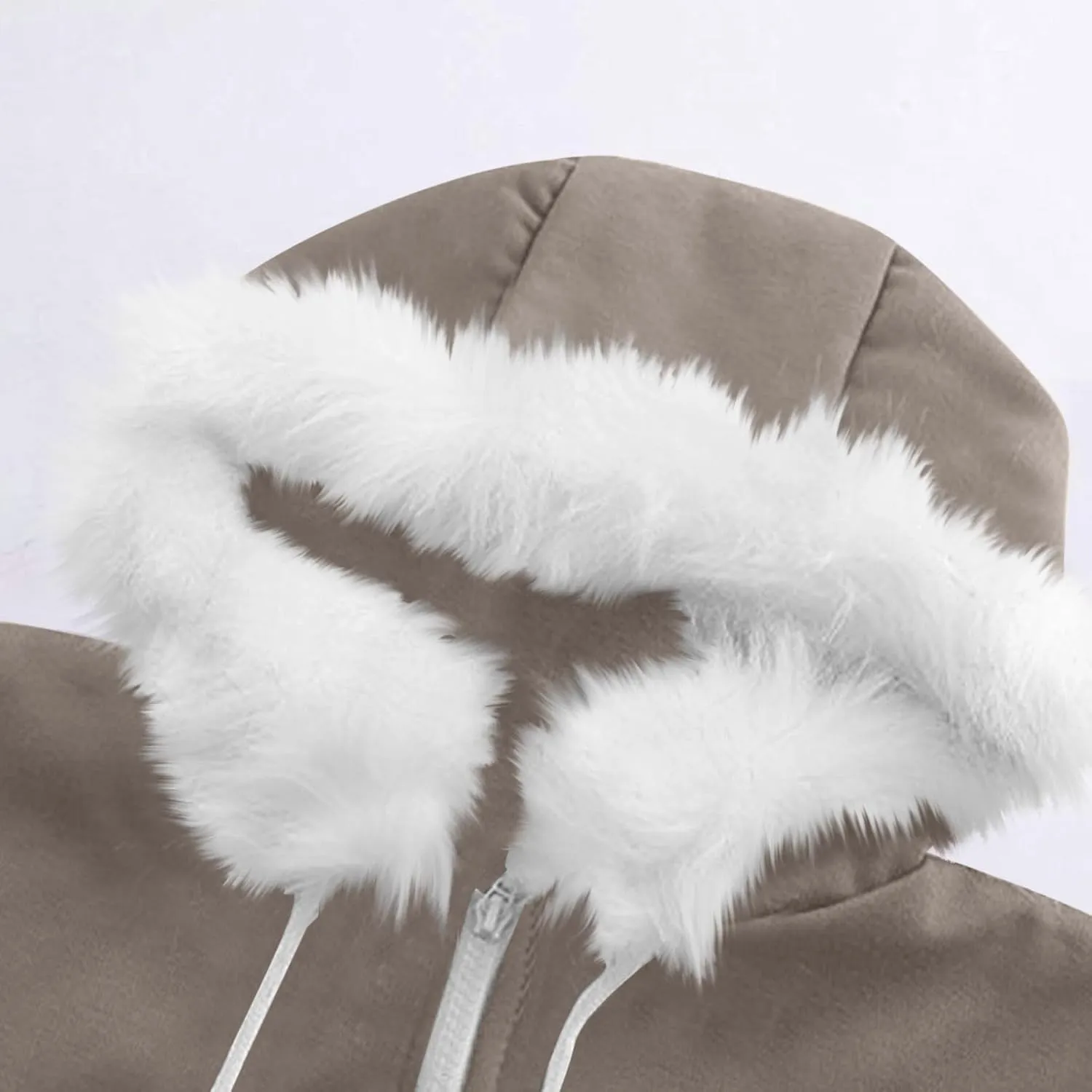 Zip Up Hoodie Women Fleece Lined Zip Up Jackets Casual Loose Drawstring Plain Hooded Sweatshirt with Pockets